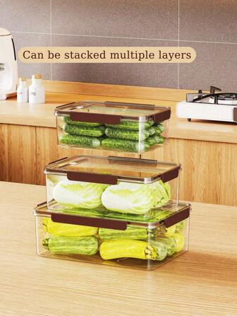 ALTER 1-5pcs Transparent Food Storage Box With Time Recording Fruit And Vegetable Storage Box Kitchen Accessories Organizer Suitable For Fruits, Vegetables, Meat, Dried Fruits, Cakes Storage Box