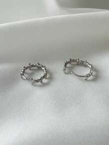 1 par de pendientes con forma de anillos de alambre - Plateado - Ver 3