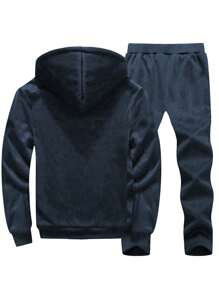 Conjunto deportivo de invierno grueso y cálido, sudadera y pantalones largos, conjunto de 2 piezas de estilo novio para ropa de gimnasio, traje deportivo de estilo novio, conjunto de dos piezas de estilo novio