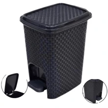 BIN KIT WITH 2 UNITS 07LITERS BLACK RATTAN WITH ARQPLAST LID FOR BATHROOM KITCHEN OFFICE LAUNDRY - màu đen - Xem 1