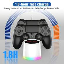 P4 Controller Charging Station, Upgraded 2-Hour Charging Chip P4 Controller Charging Dock With Charging Indicator Light And Ambience Light, Replacement Charger For P4 Dualshock Controller