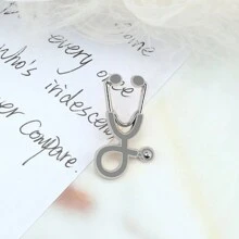 1 件装医生护士迷你听诊器胸针别针夹克外套翻领别针包扣领针徽章礼品医疗珠宝 - 迷你聽診器 - 查看 9
