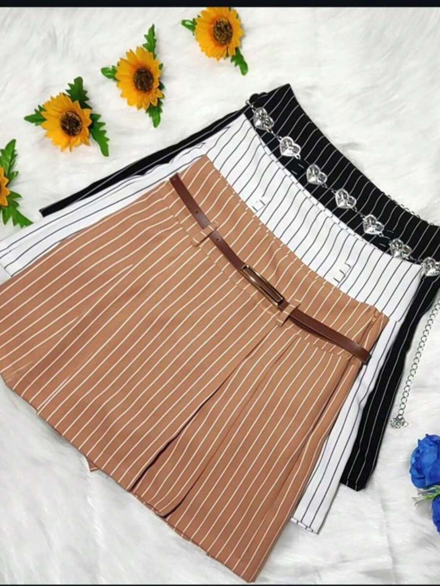 Short Skirt Women's Tailoring Lia Pleated High Waist - 中等水洗藍 - 查看 1