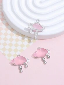 5pcs Gold-tone Rain Cloud Shaped Diy Jewelry Pendant For Earrings, Necklaces, Bracelets
