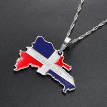 1pc Dominican Map Flag Pendant Necklaces Dominicans Country Map Jewelry Gold Color - Multicolor - View 8