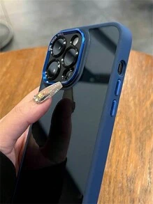 Luxuriöses Apple Metallkameragehäuse kompatibel mit iPhone 16, 15, 14, 13, 12 Pro Max, 11, mattes transparentes Buchstaben Linsenschutzcover kompatibel mit iPhone 15 Pro Max
