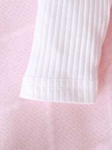 Bộ 2 món/Bộ đồ liền thân 2 trong 1 họa tiết chấm bi thường ngày cổ tròn tay lửng họa tiết thỏ hoạt hình dành cho bé gái kèm băng đô - Đỏ - Xem 5