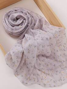 1 件女士夏季花卉印花珍珠雪纺长围巾 - 彩色 - 查看 14