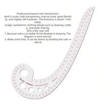 1pc Multifunctional Soft Plastic Comma-Shaped Curve Ruler Scale Sewing Tool Curve Patchwork Ruler Quilting Thread Crochet Curve Ruler