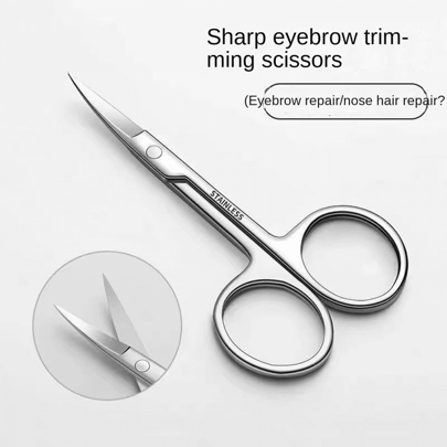 Eyebrow Scissors, Curved Small Scissors, A Trimmer, Stainless Steel Pointed Tip Grooming Scissors, Portable Makeup Scissors, Eyebrow Trimming Tool, Makeup Artist Use, Men's Nose Hair And Mustache Trimming Scissors,Makeup,Cheap,Room Decor,Vanity,Travel,Bedroom,Makeup Accessories