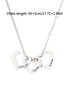 Personalized Stainless Steel Custom Name Necklace For Women Multiple Heart Pendant Necklace Charm Customized Engraved 1-8 Pcs Names Choker Family Names Jewelry Holiday Ornament Gifts For Her Valentines - Silver - View 11