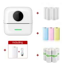 STONEGO Portable Mini Printer Home Small Printer Can Be Connected To The Phone Bluetooth Smart Inkless Printer Label Printer (Contains: 6 Rolls Of Thermal Paper + 5 Rolls Of Self-Adhesive + 3 Rolls Of Color Printing Paper) - White (6 Rolls Of Thermal Paper + 5 Rolls Of Sticker Paper + 3 Rolls Of Colored Paper) - View 9