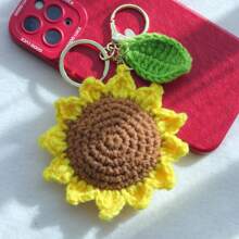 1 件手工钩针玫瑰/向日葵钥匙扣，手工钩针花，适用于背包装饰、汽车钥匙装饰、婚礼派对礼品、节日礼物、毕业典礼、圣诞节 - 彩色 - 查看 7