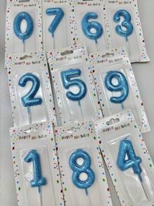 1pc New Pink Blue Decoration Powder Bright Shiny 0-9Numbers Birthday Cake Party Wedding Decoration Candle, Birthday Candle - Multicolor - View 21