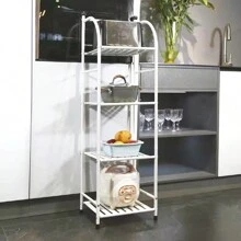 4 Tiers Bathroom Storage Open Shelf Unit, Storage Shelf Rack, Free-Standing Metal Corner Rack Shelving For Bathroom, Kitchen, Living Room, Hallway, Display Bath Essentials, Planters, Books Home Bathroom Decor Bathroom Organizer Summer Back To School