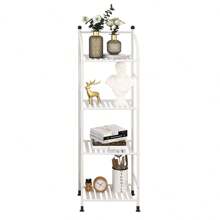 4 Tiers Bathroom Storage Open Shelf Unit, Storage Shelf Rack, Free-Standing Metal Corner Rack Shelving For Bathroom, Kitchen, Living Room, Hallway, Display Bath Essentials, Planters, Books Home Bathroom Decor Bathroom Organizer Summer Back To School