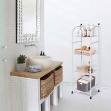 4 Tiers Bathroom Storage Open Shelf Unit, Storage Shelf Rack, Free-Standing Metal Corner Rack Shelving For Bathroom, Kitchen, Living Room, Hallway, Display Bath Essentials, Planters, Books Home Bathroom Decor Bathroom Organizer Summer Back To School