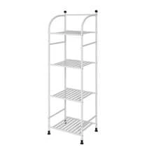 4 Tiers Bathroom Storage Open Shelf Unit, Storage Shelf Rack, Free-Standing Metal Corner Rack Shelving For Bathroom, Kitchen, Living Room, Hallway, Display Bath Essentials, Planters, Books Home Bathroom Decor Bathroom Organizer Summer Back To School