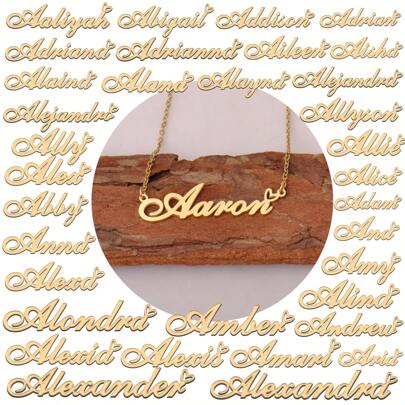 AOLOSHOW 1 Piece Of Personalized Name Necklace With Heart For Your Best Friends Birthday Party Wedding Mother Day Gift Christmas Gift For Aaron Abby Abigail Adam Addison Aisha Alejandra Alejandro Alex Alexander Alexa Alexia Alexis Allyson Alondra Angel Angela Aniya Aubree Aubrey Etc