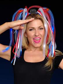 Flashing LED Headbands With Red, White And Blue Hair Lights Halloween - Multicolor - View 6