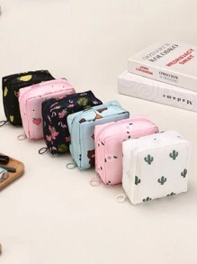 卡通少女卫生巾收纳袋大容量女生月经卫生巾收纳袋便携旅行袋 - 彩色 - 查看 4