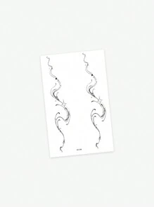 1pc Waterproof, Sweat-Proof, Washable, Non-Reflective Temporary Tattoo Sticker - Starry Shimmer Design, Suitable For People - Black - View 5