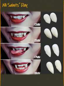 1 Pair Halloween Vampire Zombie Fake Teeth, Funny Fake Teeth Toy, Party Fake Teeth, Fang Makeup, Ball Fake Teeth Accessory - White - View 6