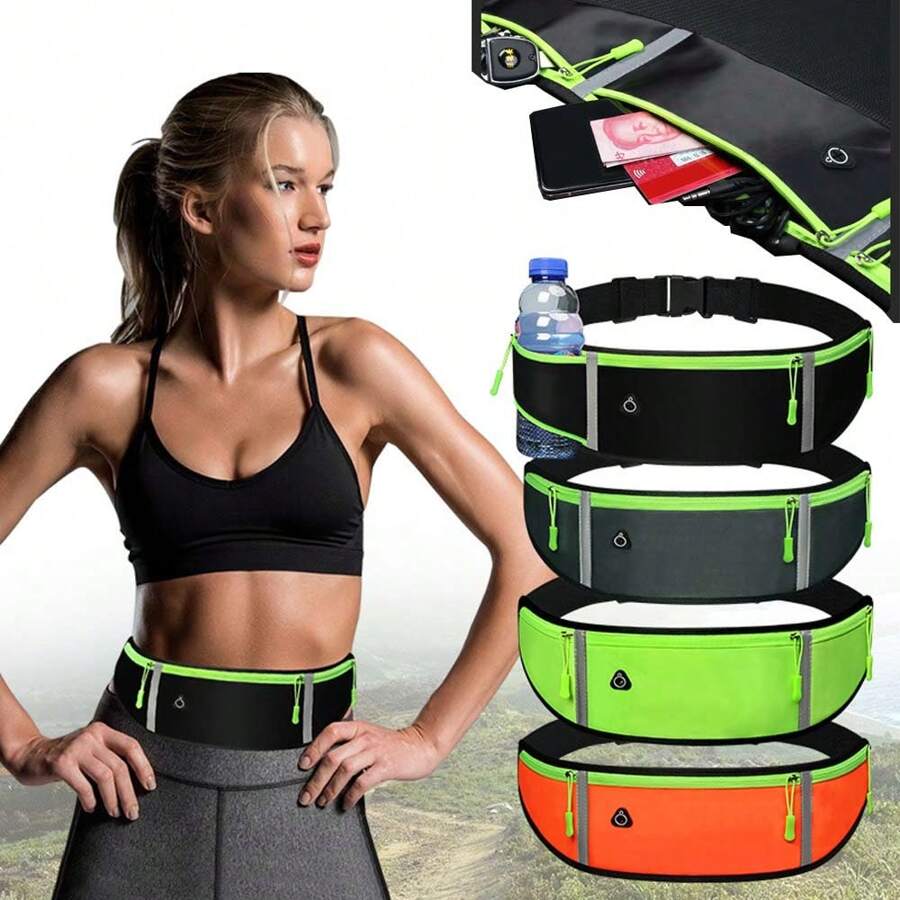 Túi đeo thắt lưng chạy bộ chống nước - Túi điện thoại chống trộm đa chức năng, Thắt lưng thể dục thể thao có ngăn đựng chai nước nhỏ cho nam và nữ, lý tưởng khi đi bộ đường dài, đi xe đạp - Hỗn hợp polyester, khóa kéo, màu trơn, hoàn hảo cho Halloween/Ngày lao động/Giáng sinh/Lễ tình nhân /Ngày của cha - Nhiều màu - Xem 1