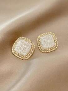 5pcs/Set Crystal Rhinestone Bowknot & Faux Pearl Elegant Stud Earrings Set For Women Valentines - Set a - View 2