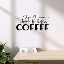 But First Coffee Wall Decal Quotes Wall Sticker Words Vinyl Decor Home Kitchen Art Decor Interior Designed Mural - Black - View 3