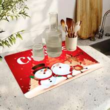 1 Tấm Thảm Thoát Nước Máy Pha Cà Phê Phong Cách Giáng Sinh, Thảm Trải Bàn Họa Tiết Hình Ông Già Noel Và Nai Sừng Tấm Hoạt Hình, Thảm Rửa Và Sấy Rửa Bát Chống Trượt Và Chống Mài Mòn, Thảm Thú Cưng, Trang Trí Nhà Bếp Giáng Sinh Vui Vẻ ﻿ - Nhiều màu - Xem 14