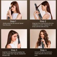 Asciugacapelli a spazzola 5 in 1 nero, set di spazzole ad aria calda rimovibili, set di strumenti per acconciature con ioni negativi, spazzola rotonda per lisciare i capelli con effetto volumizzante, arricciacapelli