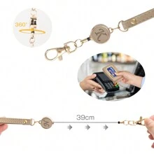 1pc Retractable Badge Reel, Women PU Leather Long Lanyard Cord, Sturdy ID Card Holder, Key Nurse Teacher Security Clip, Personalized Initial Gift Keychain Charms Gifts For Women Purse Chain Purse Charms