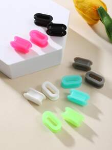 16 件椭圆形硅胶耳塞，颜色随机，耳洞饰品，适合日常佩戴和节日礼物 - 橢圓矽膠耳擴 - 查看 4