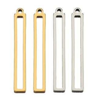 10pcs/Pack Stainless Steel Hollow Rectangular Frame Pendant, Gold & Steel Color, With Hole For DIY Bracelet, Necklace, Earring, Jewelry Making Craft Supplies