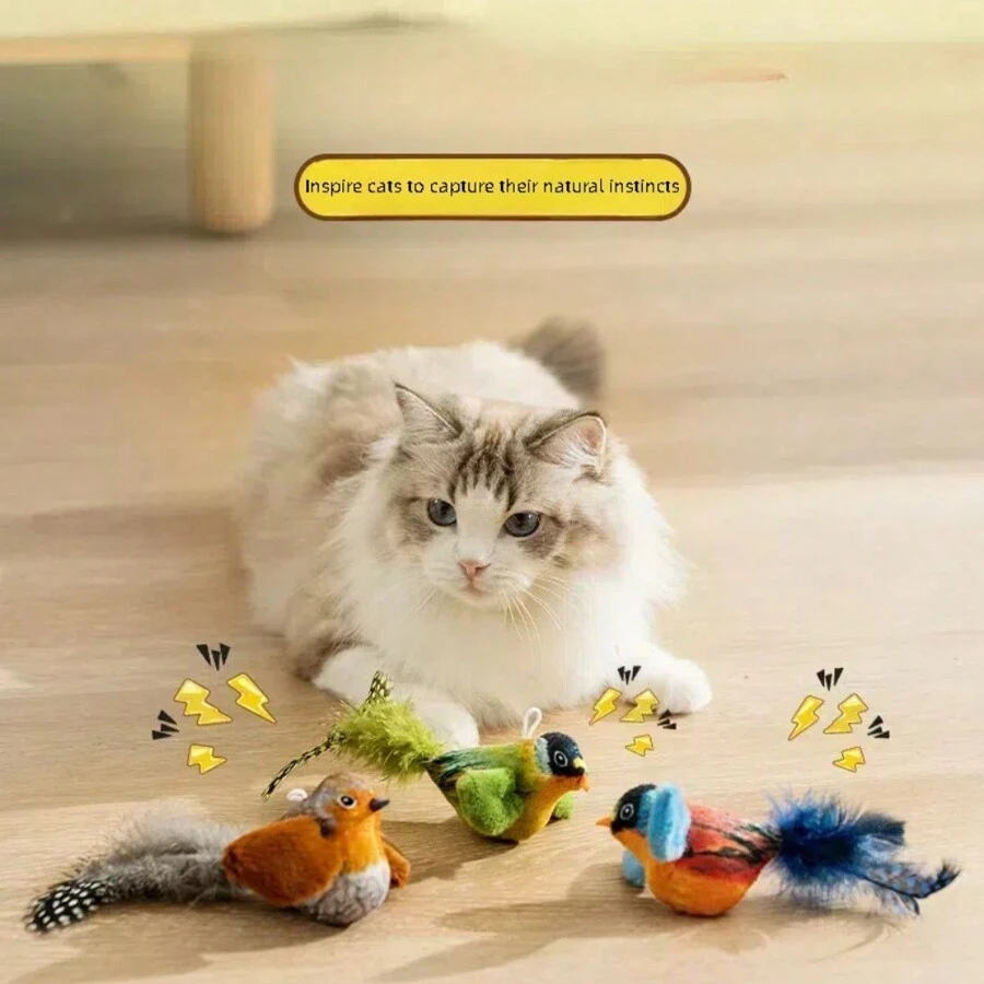 无法移动，只会发出声音，鸟形发声玩具，缓解无聊，宠物猫玩具