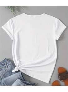 BABY LOOK Women's T-Shirt With Print Round Neck Short Sleeve Launch - 白色 - 查看 2