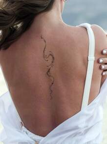 1pc Waterproof, Sweat-Proof, Washable, Non-Reflective Temporary Tattoo Sticker - Starry Shimmer Design, Suitable For People - Black - View 4