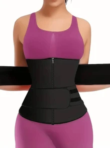 1pc Women Post-Partum Waist Trainer, Double Belts Strengthened Waist Cincher, Yoga Fitness Back Support Adjustable Tummy Control Shapewear Corset Exercise Waist Belt Suitable For Workout Home Sports And Walk - Black - View 3