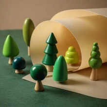 1 Set Casa del árbol de madera de estilo bosque, Juego de construcción de bloques apilables, Juguete educativo, Juguetes de madera para bebés, Casa de muñecas de madera, Juguetes educativos para bebés