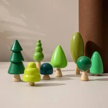 1 Set Casa del árbol de madera de estilo bosque, Juego de construcción de bloques apilables, Juguete educativo, Juguetes de madera para bebés, Casa de muñecas de madera, Juguetes educativos para bebés