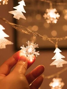 1pc, 10/20 Warm White LED, 2M/3M Snowflake String Lights, Decorative Lighting, For Christmas, Wedding, Indoor/Outdoor Party Decor,Christmas - Yellow - View 2