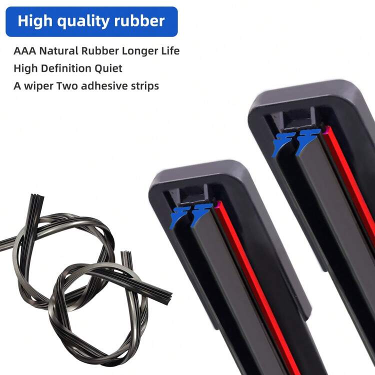 Universal Double Rubber Strip Wiper Blade J U-Shaped Hook 14 "16" 17 "18" 19 "20" 21 "22" 24 "26" Windshield Rubber Automotive Parts - Black - View 6