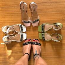 Croco Women's Sandal Black, White, Nude, Military Green Luxury Fashion - 白色 - 查看 5