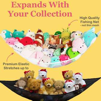 大型婴儿托儿所玩具收纳网，墙角婴儿毛绒动物吊床收纳网，适用于卧室爱情人节