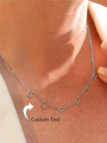 1PC Custom Initial Name Letter Necklace For Women Men Personalized Tiny Alphabet Necklace DIY Horizontal Space Letter Necklace Minimalist Jewelry Gift