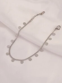 1pc Stainless Steel Round Tassel Pendant Bracelet For Women Fashion Gold Color Chain Bracelets Jewelry