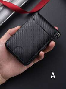 1pc Fashionable Men Wallet, Faux Carbon Fiber Pattern, Accordion Zip, RFID Blocking Card SlotsLarge Capacity Multi-Card Slots,Business Casual Style,Birthday Gift,Graduation Gift,Father's Day Gift