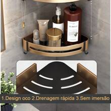 Kit 2 Bathroom Accessories, Gold Black Aluminum Bathroom Storage Rack - Bộ 2 tam giác - Xem 2