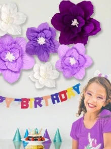3 pièces Fleurs en papier de soie violet, fournitures de fleurs artificielles pour décoration de fête, décoration de mariage, mur d'arrière-plan, décoration de chambre, baby shower